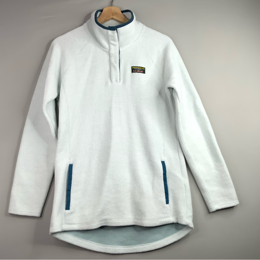 L.L. Bean Women's light Blue/Green Fleece Turtleneck‎ Sweater. Size Small Reg.